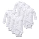 Gerber Baby 6-Pack Long Sleeve Mitten Cuff Onesies Bodysuits, White, Newborn