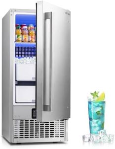 COSTWAY 15”W Commercial Under Counter Cube Ice Maker, 90 LBS/Day (Silver)