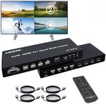 HDMI Multiviewer 4X1 with KVM PIP Multi-Picture Switch 4-in-1-out 4K Quad Screen Divider with KVM 8 Display Modes IR Remote RS232 Mouse Keyboard Control Supported Supports 4K@60Hz,HDR,HDCP2.2 et