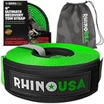 Rhino USA Recovery Tow Strap (4" x 30') - 40,320lb Break Strength - Emergency Recovery Strap Tow Rope for Diesel Trucks, Backhoe, Excavators & More - Heavy Duty Towing Strap for Offroad 4x4 Use