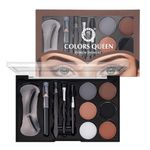 Colors Queen Eyebrow Styling Kit with 5 Highly Pigmented Shades and 1 Wax, Spoolie, Eyebrow Pencil, Eyebrow Stencil, Hair Plucker & Angular Brush (Palette)