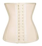 Lilith-Lover Dreamburn Waist Trainer Women Latex Corset Shapewear 3 Hook 9 Steel Bones Weight Loss Adjustable Slimming Body Shaper Tummy Control Girdle, (UK 0-4)XXS, Beige