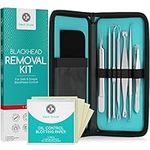 Medi Grade Blackhead Remover Tools - Effective Spot Popping Kit for Acne Prone Skin - 7 Skincare Tools with 50 Sheets of Oil Absorbing Blotting Paper - Pimple Popper Spot Treatment Kit for Face