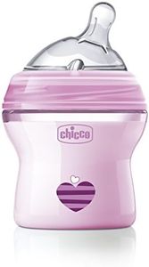 Chicco Natural Feeling 150ml Baby Milk Feeding Bottle with Wide Neck, Anti-Colic for Easy Milk Flow, For Babies & Toddlers 0m+ (Pink)