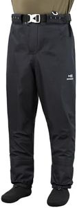 BASSDASH Men’s Breathable Wading Pants Waist Waders with Pockets Waterproof Fly Fishing Stocking Foot Lightweight FW09