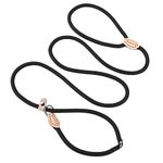 Cobee Small Dog Rope Leash - Slip Lead Control, 5 FT x 1/3" No Pull Dog Loop Leash with Durable Leather Connector and Adjustable Metal Buckle P-Shaped Puppy Traction Rope for Small/Medium Dogs(Black)