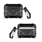 Amazon Basics Exquisite Shock-Absorbing Protective Case with Keychain for AirPods Pro Gen 1 & Gen 2 | Visible Front LED | Sleek Design (Black)