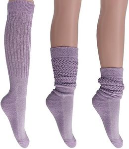 AWS/American Made Slouch Socks Scrunch Knee High Extra Long Heavy Socks (Lilac, 1)