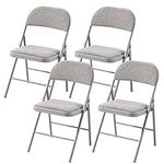 Charles Jacobs Cushioned Fabric Folding Chairs with a Grey Metal Frame - Set of 4