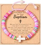 Shonyin Baptism Gifts for Girls, Baptism Decorations Christening Catholic Religious Easter Gifts Cross Bracelet for Girls Goddaughter