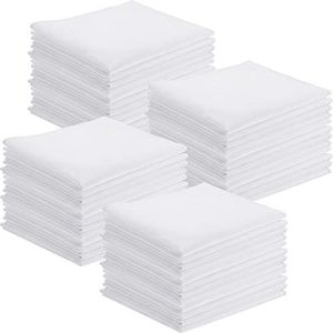 Leinuosen 50 Pack White Handkerchiefs Bulk Men's Handkerchiefs Cotton Classic Hankies Pocket Square Towel White for Tea Party(13 x 13 Inch)