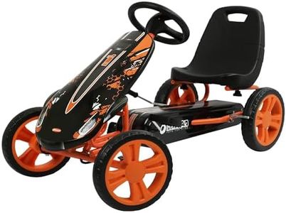 hauck Speedster Pedal Car with 3 Way Adjustable Bucket Seat, Hand Brake, and Robust Steel Tube Frame for Indoor and Outdoor Use, Orange
