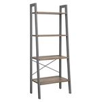 VASAGLE Ladder Shelf, 4-Tier Bookshelf, Free Standing Storage Shelves, Stable Metal Frame, in the Living Room Bedroom Kitchen or Balcony, Easy to Assemble, Industrial, Greige and Grey LLS44MG