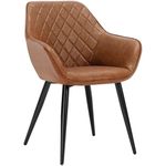 WOLTU 1 X Dining Chair Brown Kitchen Reception Chair Faux Leather with Padded Seat,Chair with Arms and Back for Counter Lounge Living Room,BH251br-1