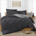 Easy Bedding- 300 Thread Count- 3 Piece Rajai/Quilt/Duvet Cover Set- 100% Cotton Duvet Cover with 2 Pillow Cover-Zipper Closure Comforter Cover-King Size Dark Grey Solid