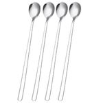 9 Inch Long Handle Spoon 304 Stainless Steel Coffee Spoon Extra Long Ice Cream Spoon, Mixing Stirring Spoon for Tea Cocktails Ice Cream Drinks (Silver)