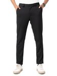 The Pant Project Luxury PV Stretchable Casual Black Pants for Men | Stylish Slim Fit Men's Wear Trousers for Office or Party | Mens Fashion Dress Trouser with Expandable Waist & 4 Way Stretch-Size 34