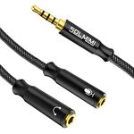 SOLMIMI Headphone Splitter 3.5mm, TRRS Headset Splitter Male To 2 Female For Dual-Plug Headset, Headphone & Mic 3.5mm Audio Splitter Compatible with Xbox One,PC,PS4,Smartphone