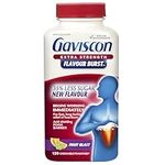 Gaviscon Extra Strength Flavour Burst Tablets - 120 Count - Chewable Foaming Antacid Tablets for Day and Night Heartburn Relief, Acid Reflux and GERD Relief, Fruit Blast - Free of Aluminum, Lactose and Gluten