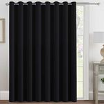 Extra Wide Blackout Curtain for Living Room Thermal Insulated Light Blocking Room Darkening Grommet Curtain Drapes for Patio Door/Bedroom/Home Theater, 100" Wide by 84" Long, 1 Panel, Black