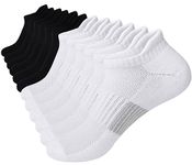 ILovDaisy Ankle Trainer Socks for Men Women, Black White Cushioned Running Sports Socks Mens Cotton Athletic Socks Anti-Blister Low Cut Breathable Walking Socks 6 Pairs 6-8