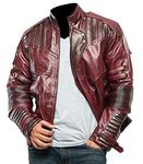 Fashion_First Mens Galaxy Star Lord Jacket Chris Pratt Peter Quill Maroon Faux Leather Jacket - Halloween Costume Jacket