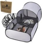 Tailtastic Pet Playpen with Surround Tunnel, Outdoor/Indoor Cat Playpen with Breathable Soft Sides，Tailtastic Cat Enclosure Tent for Small Animals, Portable Cat Tent with Carry Bag (Medium)