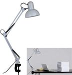 LED Desk Lamp - BANGWEIER White Adjustable Swing Arm Drafting Design Office Studio Clamp Table Desk Lamp Light [Energy Class A+++]