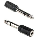 2 Pack of Nartel® Adaptor 6.35mm Stereo Plug to 3.5mm Stereo Jack Socket