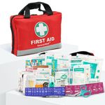 General Medi First Aid Kit -309 Pieces- Reflective Bag Design - Including Eyewash, Bandages, Moleskin Pad and Emergency Blanket for Travel, Home, Office, Car, Camping, Workplace