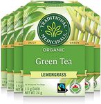 Traditional Medicinals - Organic Green Tea Lemongrass (Pack of 6) - Fair Trade Ingredients - Energizing & Uplifting - 96 Tea Bags Total