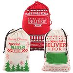 3 Packs Xmas Gift Bags, Santa Burlap Sack with Drawstring 26" x 19" for Large Xmas Package Storage,Christmas Large Gift Bags