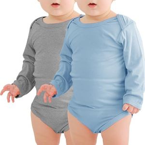 Jimonda Baby Rompers | Soft Summer Long-Sleeve Bodysuit for Newborns 0-24M | Breathable Infant Onesie with Snap Buttonsslate&grayheather