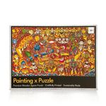 91Knots Vishnu’s Abode (वैकुण्ठ), 1000 Pieces Premium Wooden Jigsaw Puzzle for Adults and Kids 12+ Years| Kerala Mural Traditional Indian Artwork Puzzles with Unique Cuts for Gifting Painting x Puzzle