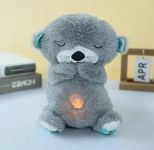 P SQUARE Breathing Sensory Sleep Glowing Music Lights Rhythmic Soft Teddy Toy (Grey)