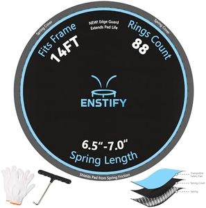 ENSTIFY 14ft Trampoline Mat Replacement 72/88 V-Hooks Standard & Upgraded with Pad-Protecting Edge, Fits 5.5-7.0in Springs (88 V-Hooks Upgraded)