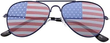 grinderPUNCH® KIDS Children's American Flag Aviator Sunglasses Blue