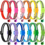 Nearasu 12 Pack Cat Collars Reflective Safety Quick Release Buckle Cat Collar for Cat Kitten Pet Breakaway With Bell Adjustable Large Hi Vis 20-34cm For All Domestic Cats Male Female (Multi-colored)