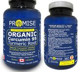 🇨🇦 Promise Organic Curcumin Turmeric Root, Anti Inflammation, Rapid Relief of Joint Pain and Arthritis Pain Quick Absorption, Easy on the Stomach, Heart Health and Mood Booster Made in Canada 90 Capsules