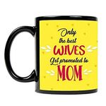 TheYaYaCafe Mothers Day Gift for Mom Black Patch Ceramic Coffee Mug with Coaster - Only The Best Wives get Promoted to Mom