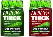 Scotts Turf Builder Quick + Thick Grass Seed (Dense Shade) 1.2kg (12675) & Turf Builder Quick + Thick Grass Seed (Sunny Bluegrass) 1.2kg (12665), Green