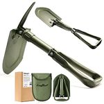 AugTouf Folding Camping Shovel (Olive), 22.8" Small Tactical Survival Gear, Portable Collapsible E Tool for Gardening, Trenching, Hiking and Car Emergency