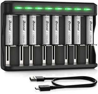 BONAI AAA Rechargeable Batteries, 8 Pack 1100mAh NiMH Batteries with Smart Universal Battery Charger