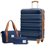 LONG VACATION Luggage Sets 28 in Suitcase ABS Hardshell Luggage 3 Piece Set with TSA Lock Spinner Wheels(Navy, 28 INCH)