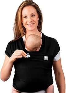 Baby Sling Wrap with Large Front Pocket - Naturally Soft Baby Wrap Carrier - Cotton Baby Sling Carrier from Birth - Newborn to Toddler - The Pocket Wrap™ by Trekki (Black)