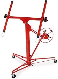 11FT Heavy Duty Drywall Lift Lifter Plaster Board Panel Hoist Jack Tool 68kg Lifting Capacity Rolling Lockable Construction Tool Red