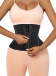 Atbuty Short Torso Waist Trainers Cincher Corset Underbust Body Shaper Latex Sport Girdle, Black (9'' Short Torso, 9 Steel Bones, Zipper), X-Small