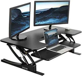 VIVO 42 inch Height Adjustable Stand Up Desk Converter, V Series, Quick Sit to Stand Tabletop Dual Monitor Riser Workstation, Black, DESK-V000VL