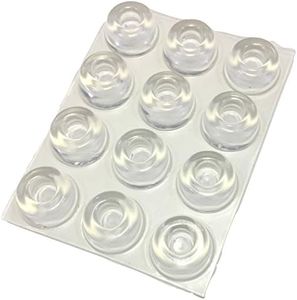 Small Clear Door Knob Bumpers (Set of 12) - Made in USA - Self-adhesive Door Stoppers Wall Protectors Rubber Feet for Speakers Electronics Furniture