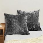 PHF Truly Velvet Euro Sham, 26"x 26",No Insert, 2 Pack Color Gradient Euro Throw Pillow Covers, Ultra Soft Cozy European Pillow Covers for Home Decorative, No Shedding, No Pilling, Charcoral Grey